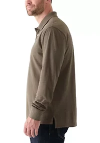 Long Sleeve Textured Polo Shirt