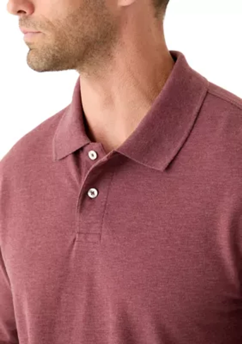 Long Sleeve Textured Polo Shirt
