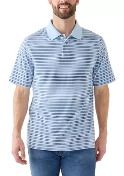 Men's Short Sleeve Striped Jersey Polo Shirt