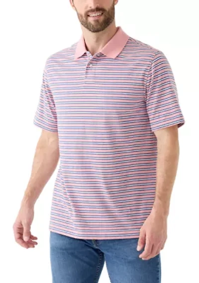 Men's Short Sleeve Striped Jersey Polo Shirt