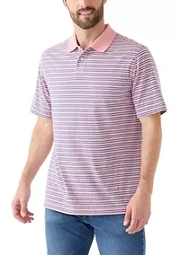 Men's Short Sleeve Striped Jersey Polo Shirt