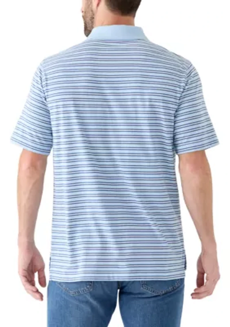 Men's Short Sleeve Striped Jersey Polo Shirt
