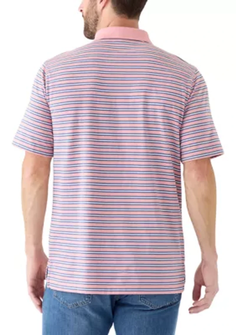 Men's Short Sleeve Striped Jersey Polo Shirt