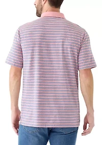 Men's Short Sleeve Striped Jersey Polo Shirt