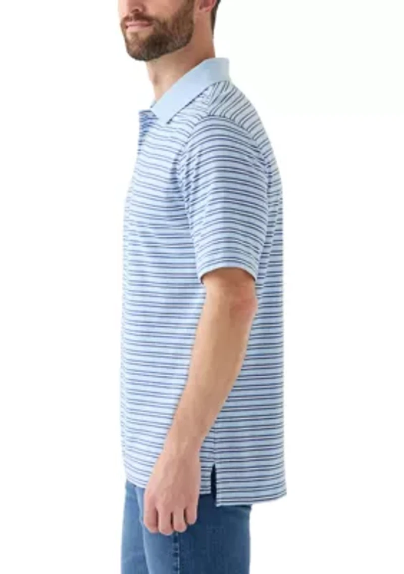 Men's Short Sleeve Striped Jersey Polo Shirt