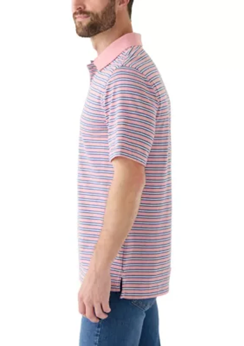 Men's Short Sleeve Striped Jersey Polo Shirt