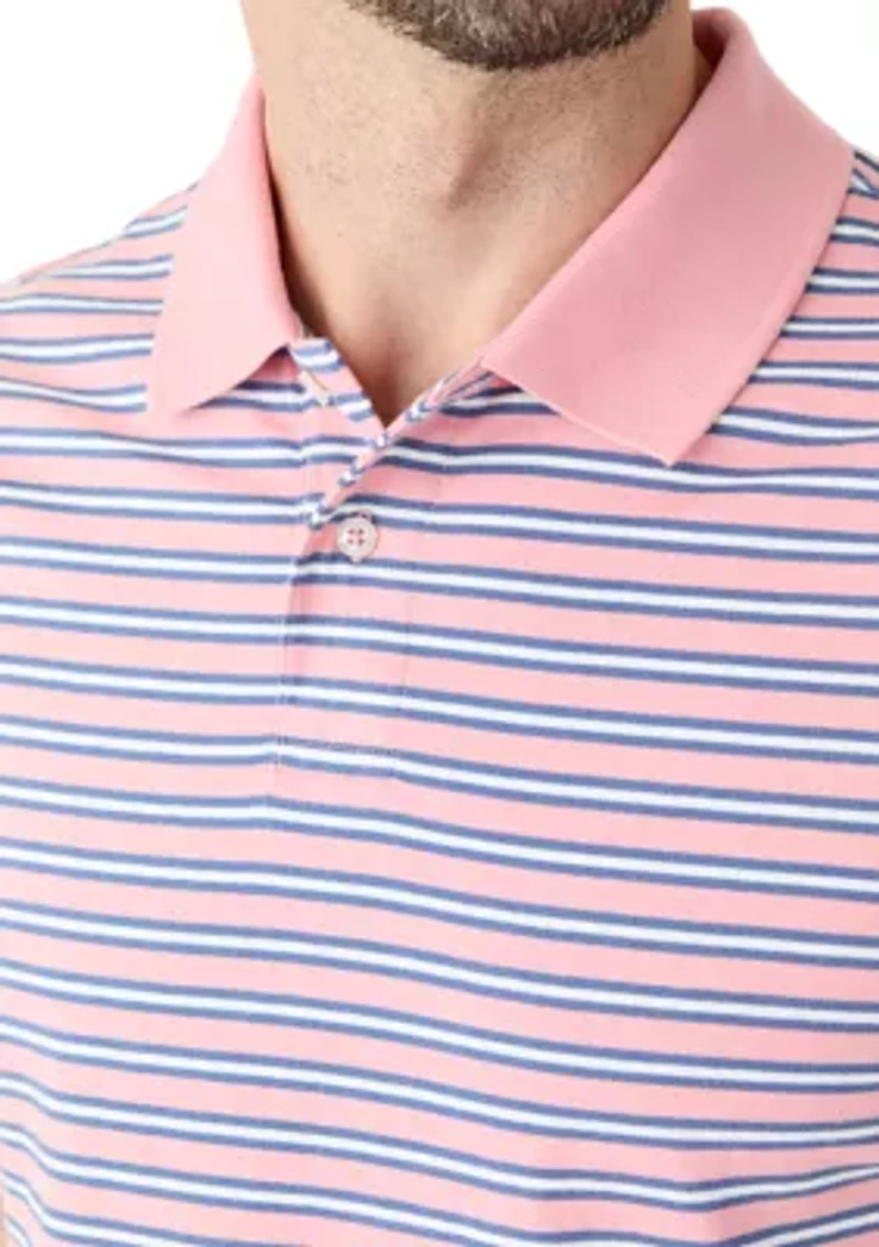 Men's Short Sleeve Striped Jersey Polo Shirt