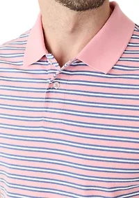 Men's Short Sleeve Striped Jersey Polo Shirt