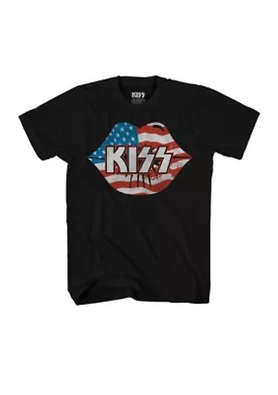 Short Sleeve Kiss Flag Graphic T-Shirt