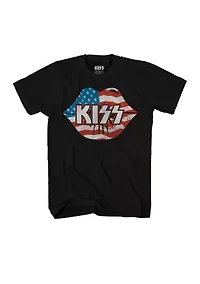 Short Sleeve Kiss Flag Graphic T-Shirt