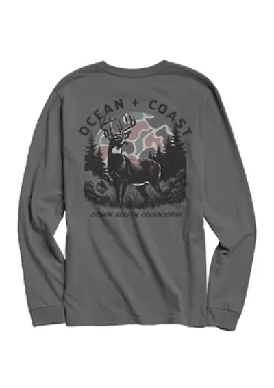 Camo Deer Long Sleeve Graphic T-Shirt
