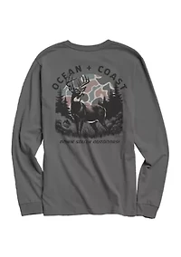 Camo Deer Long Sleeve Graphic T-Shirt