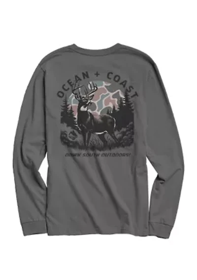 Camping Dog Long Sleeve Graphic T-Shirt