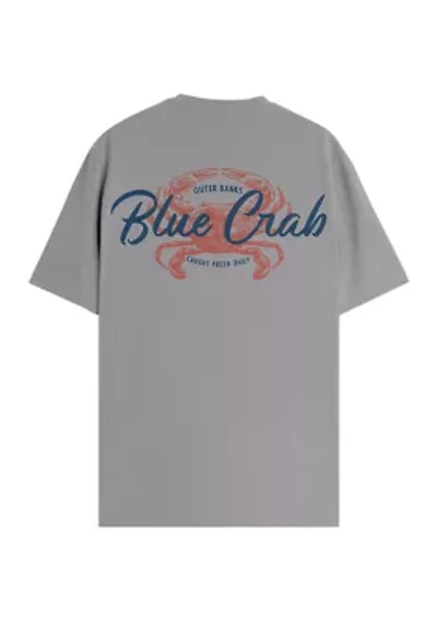 Short Sleeve Blue Crab Graphic T-Shirt