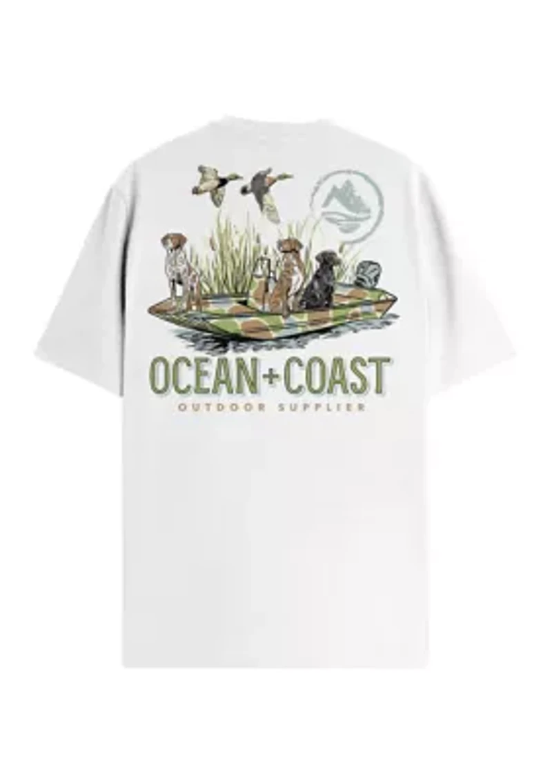 Men's Short Sleeve Boat Hunting Dogs Graphic T-Shirt