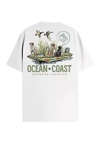Men's Short Sleeve Boat Hunting Dogs Graphic T-Shirt