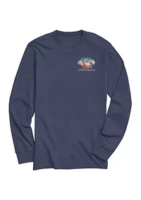 Long Sleeve Beach Santa Graphic T-Shirt