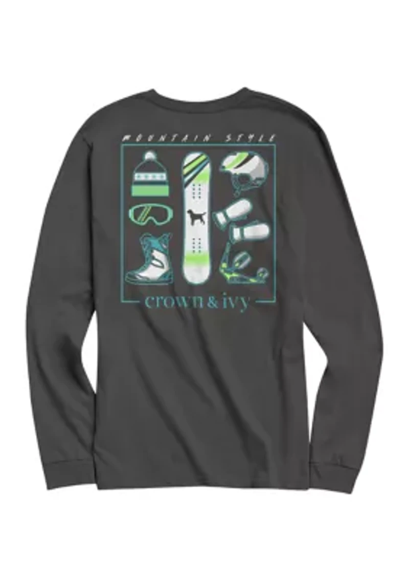 Long Sleeve Snowboarding Graphic T-Shirt