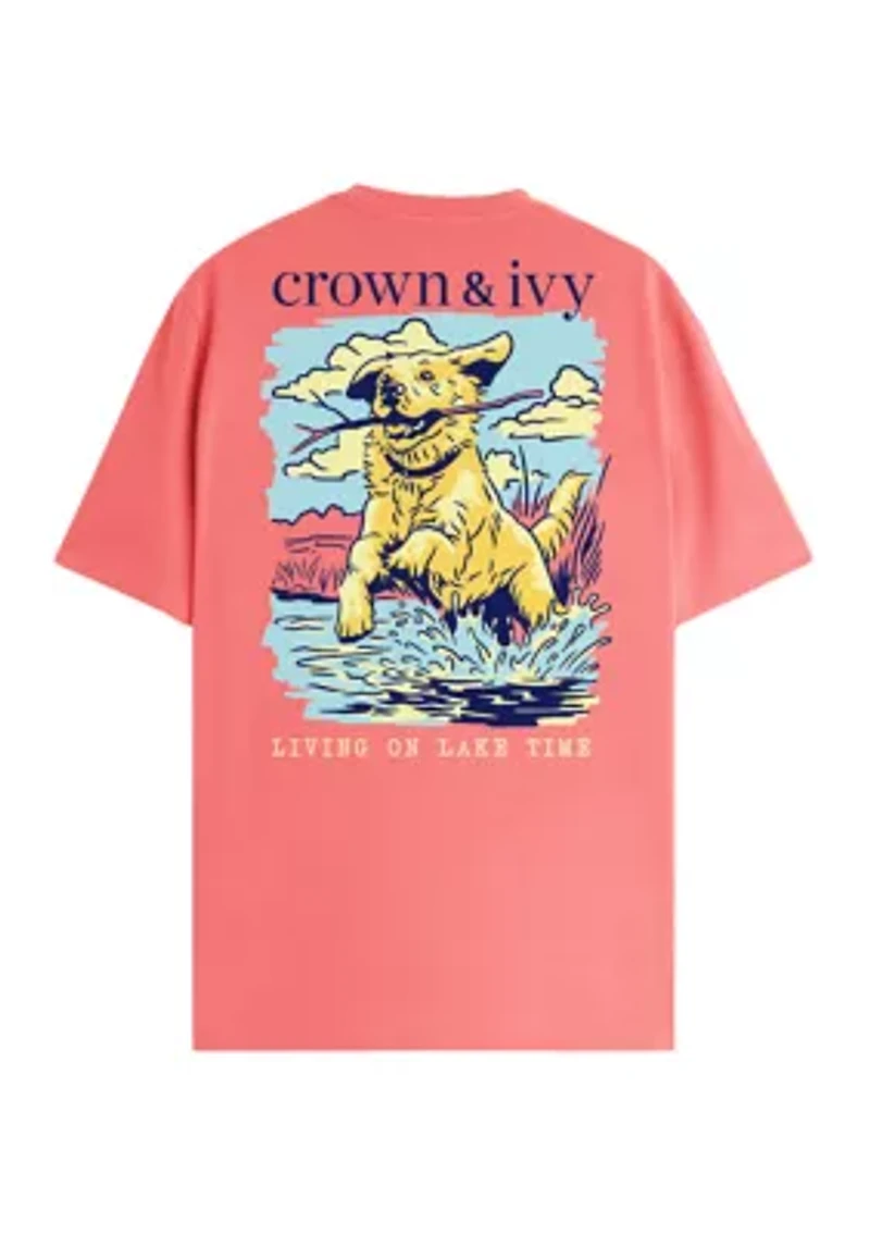 Men's Coral Living On the Lake Time Graphic T-Shirt