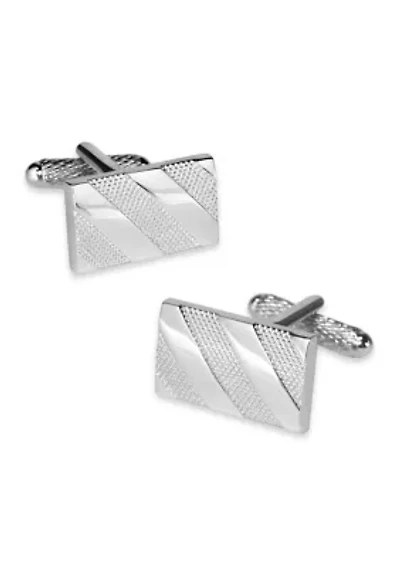 Rectangular Textured Metal Cuff Link Set
