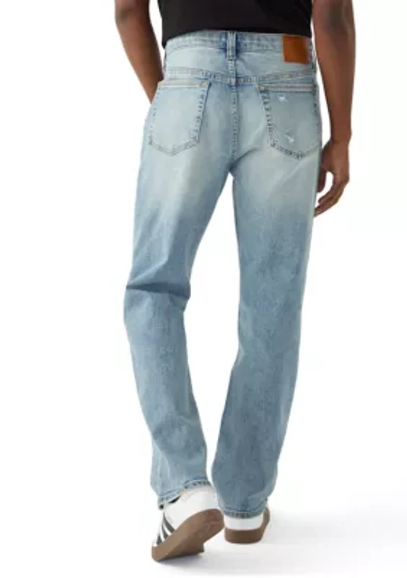 Medium Wash Destroy Straight Jeans
