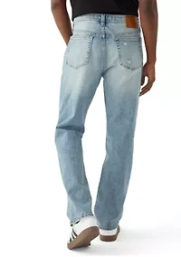 Medium Wash Destroy Straight Jeans
