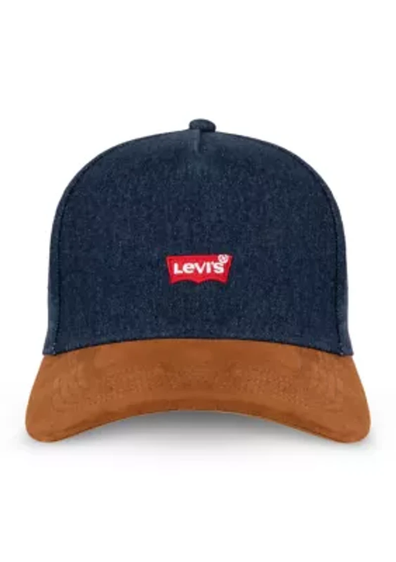 Washed Denim Suede Contrast Baseball Hat