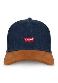 Washed Denim Suede Contrast Baseball Hat