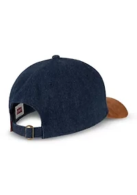 Washed Denim Suede Contrast Baseball Hat