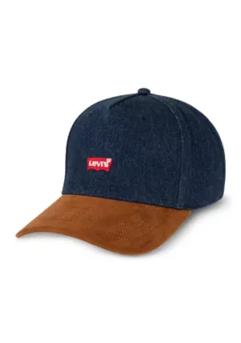 Washed Denim Suede Contrast Baseball Hat