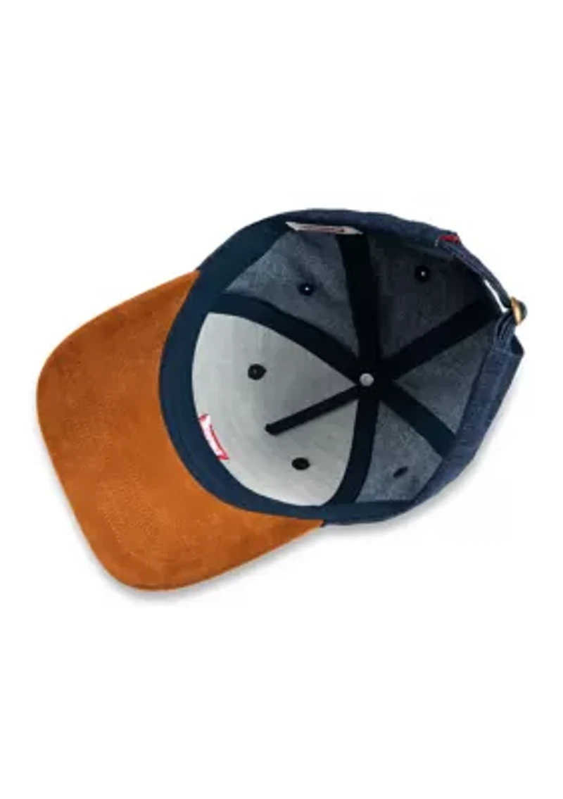 Washed Denim Suede Contrast Baseball Hat