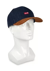 Washed Denim Suede Contrast Baseball Hat