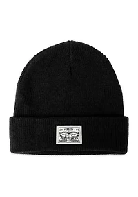 Cardigan Stitch Logo Patch Beanie Hat