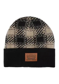 Brushed Plaid Beanie Hat