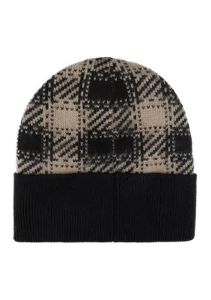Brushed Plaid Beanie Hat