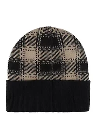 Brushed Plaid Beanie Hat