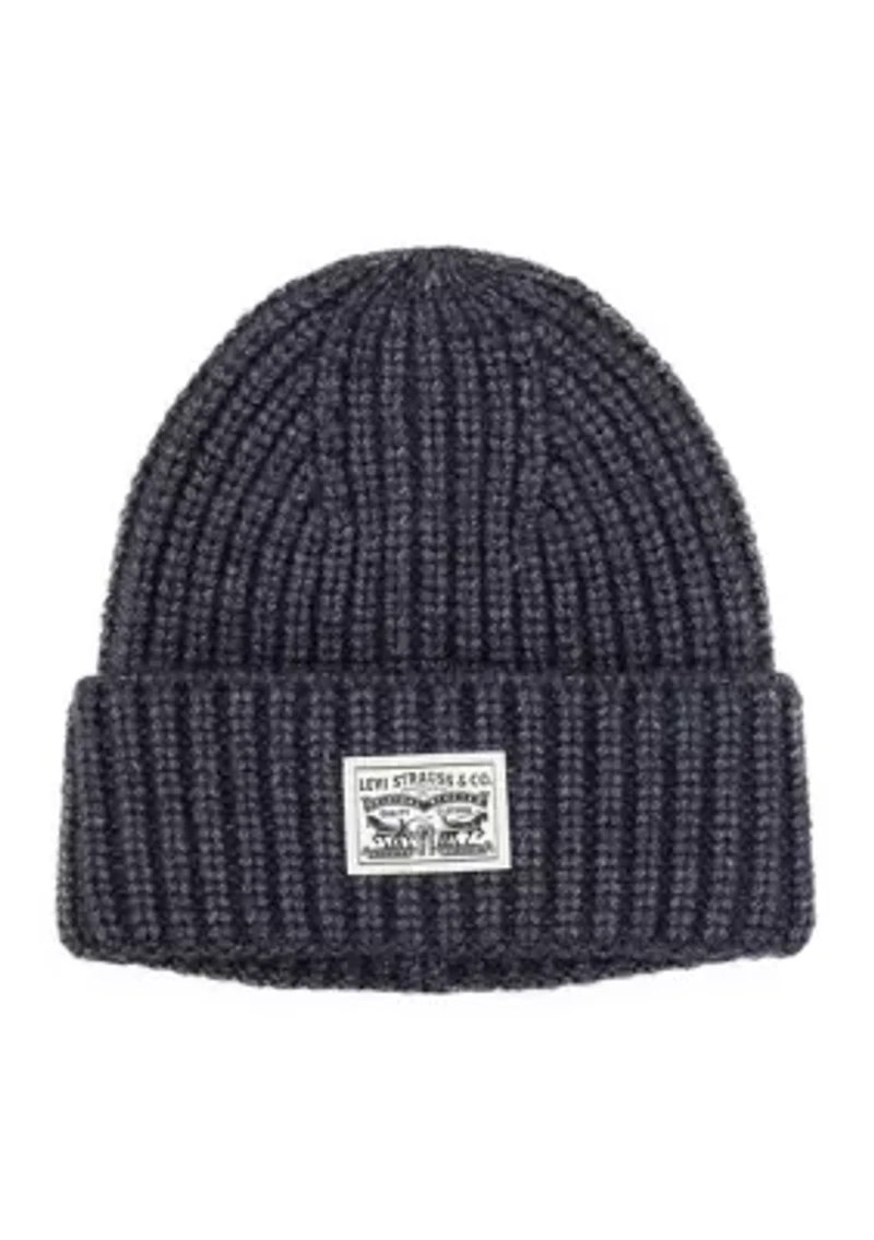 Heathered Ribbed Knit Beanie Hat