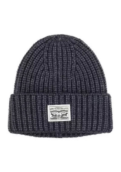 Heathered Ribbed Knit Beanie Hat