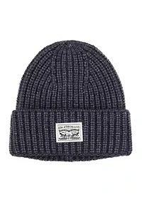 Heathered Ribbed Knit Beanie Hat