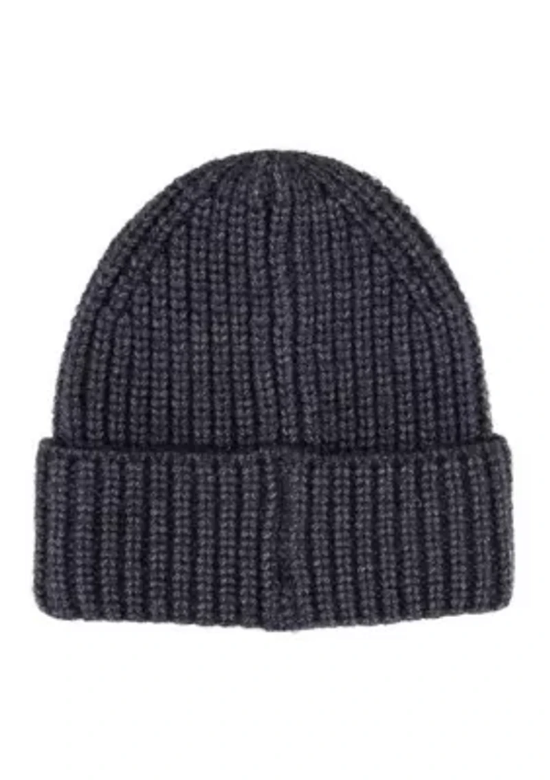 Heathered Ribbed Knit Beanie Hat