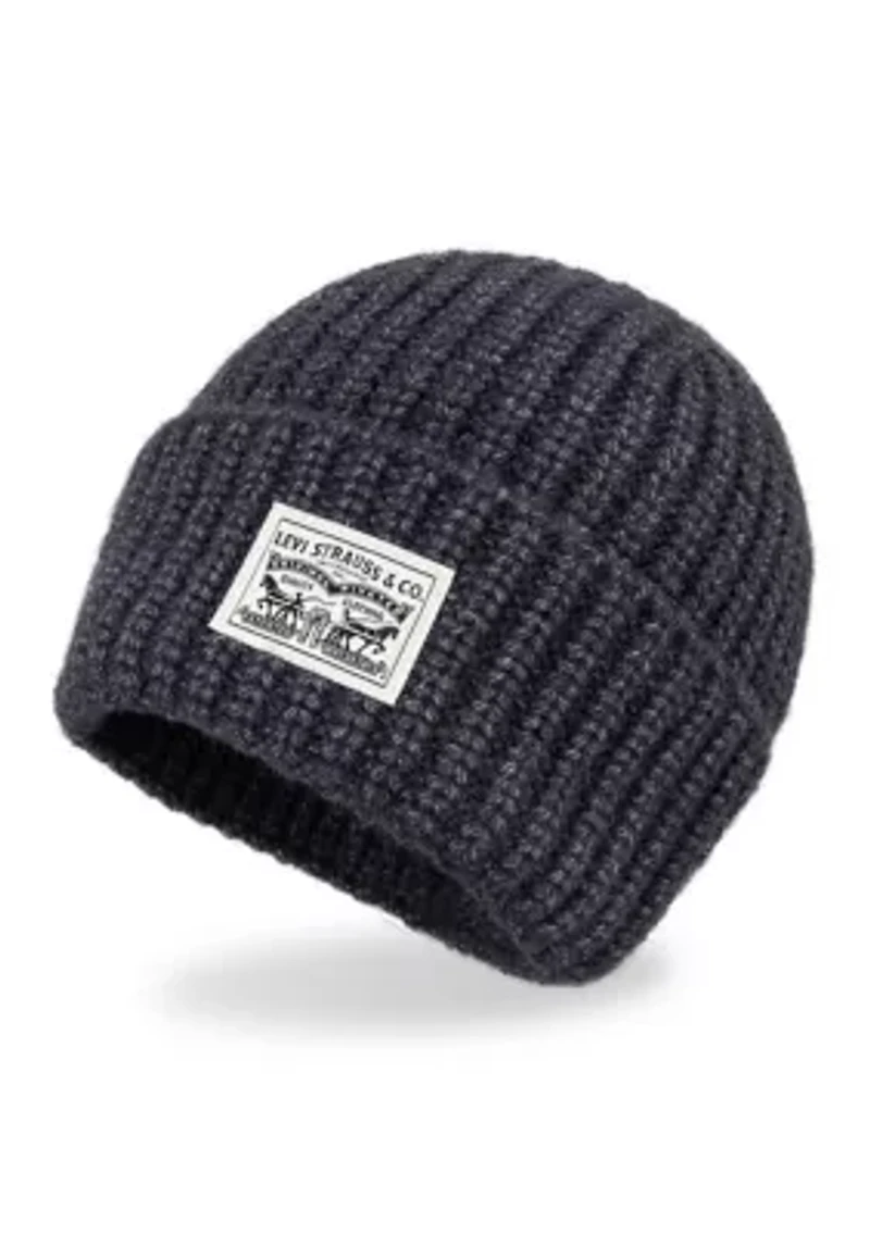 Heathered Ribbed Knit Beanie Hat
