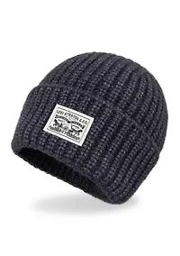 Heathered Ribbed Knit Beanie Hat