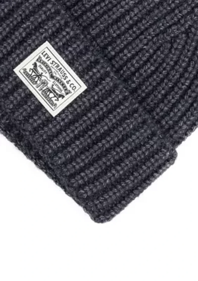Heathered Ribbed Knit Beanie Hat