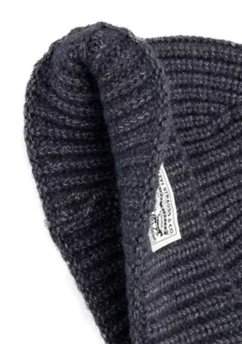 Heathered Ribbed Knit Beanie Hat