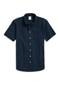 Men's Stretch Cotton Seersucker Button-Down Collar Short-Sleeve Sport Shirt