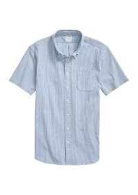 Men's Washed Cotton Seersucker Stripe Short-Sleeve Sport Shirt