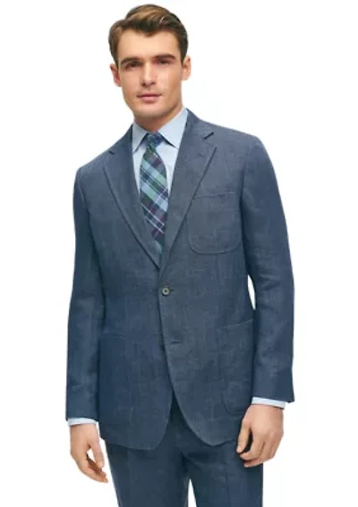 Slim Fit Linen Blend Herringbone Suit Separate Jacket