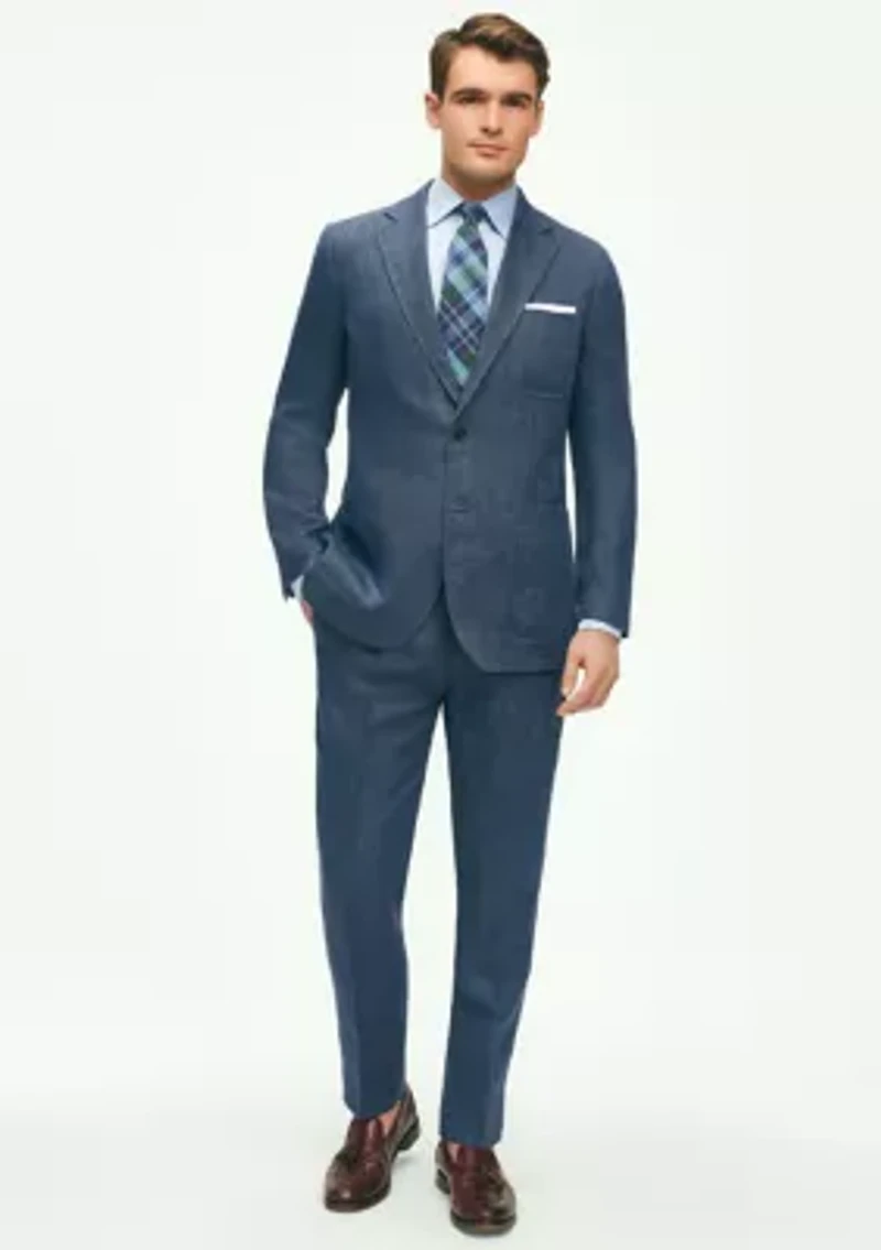 Slim Fit Linen Blend Herringbone Suit Separate Jacket