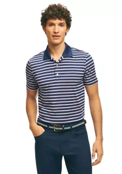 Men's Golf Performance Stripe Jersey Polo Shirt