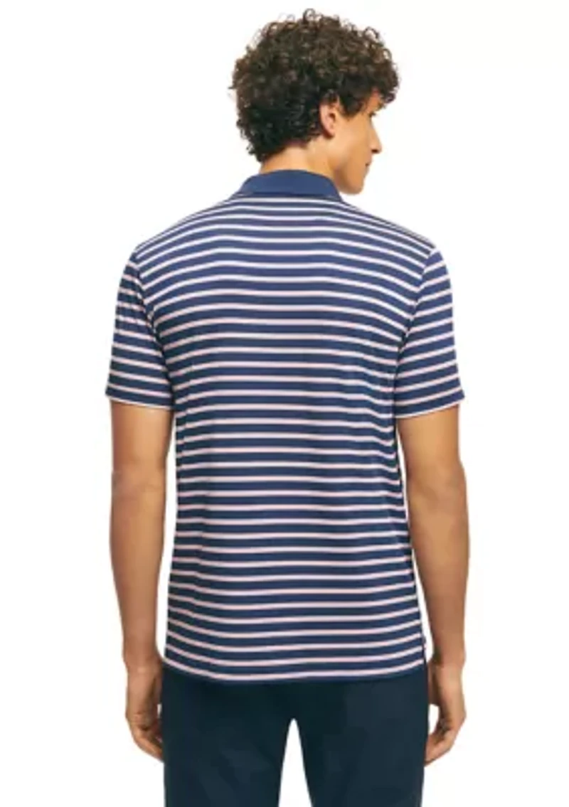 Men's Golf Performance Stripe Jersey Polo Shirt